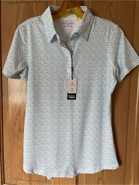 Straight Down Cote d’Azure Print Polo, NWT Small